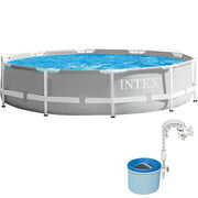 Rent to own Intex 26701EH Prism Frame Pool Set with Filter Pump 10ft x 30in Bundle with Intex Deluxe Wall Mount Surface Pool Skimmer
