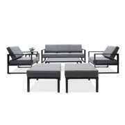 Rent to own Superjoe 8 Pcs Outdoor Patio Furniture Set Aluminum Conversation Set Sectional Sofa Sets With Table and Ottoman,Gray