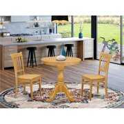 Rent to own East West Furniture - ESGR3-OAK-W - 3-Pc Dining Table Set - 2 Kitchen Dining Chairs and 1 Wooden Dining Table (Oak Finish)