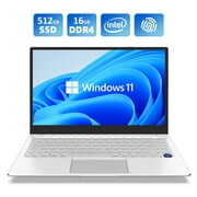 Rent to own Auusda Laptop 14.1" 4K Windows 11 Computer, Intel Celeron N5095, 16GB DDR4 RAM 512GB NVME SSD, Fingerprint Unlock, Backlit Keyboard - Silver