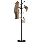 Rent to own HOMEFORT Metal Coat Rack Stand,Free Standing Hat Hanger with Marble Base,Hall Tree with 12 Hooks for Hanging Hat, Clothes, Bag, Entryway Storage Organizer,Black
