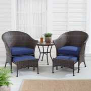 Rent to own Mainstays Arlington Glen 5 Piece Wicker Leisure Set, Blue