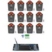 Rent to own (12) Rockville RockWedge LED Battery Powered Par Lights+Wireless DMX Controller