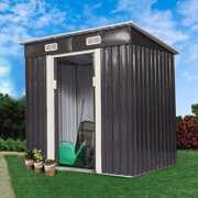 Rent to own JAXSUNNY 6' x 4' Outdoor Tool Storage Shed, Garden Backyard Organizer with Vents, Sliding Doors, Dark Grey