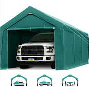 Rent to own FINFREE 10 x 20 ft Steel Carport Car Canopy with Sidewalls ,Doors ,4 sandbags, Green