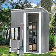 Rent to own Outdoor Storage Shed, Storage Shed with Sliding Door, 5x3 Sheds & Outdoor Storage, Metal Garden Tool Shed, Outdoor Shed for Backyard Patio Garden Lawn, Grey