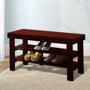 Rent to own Solid Wood Shoe Shelf Bench 2 Tier Shelves