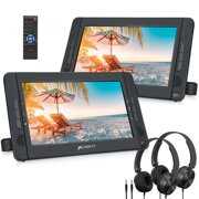 Rent to own PUMPKIN 10.1" Portable DVD Player Dual Screen with Headphones, HDMI Input, Car Headrest Mounting Bracket, Built-in Rechargeable Battery, USB Playback