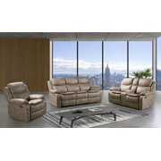 Rent to own Roundhill Furniture Ensley Faux Leather 3-Piece Reclining Sofa Set, Faux Leather, Sand