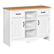 Rent to own HOMCOM Kitchen Sideboard Storage Cabinet Organizer w/ Adjustable Shelves, White