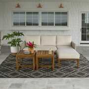 Rent to own Better Homes & Gardens Davenport Sofa Lounger with Two Acacia Wood Table with Cushions - White