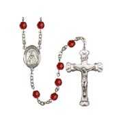 Rent to own St. Teresa of Avila Silver-Plated Rosary 6mm July Red Fire Polished Beads Crucifix Size 1 5/8 x 1 medal charm