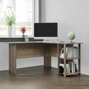 Rent to own Ameriwood Home Dominic L Desk with Bookshelves, Rustic Oak