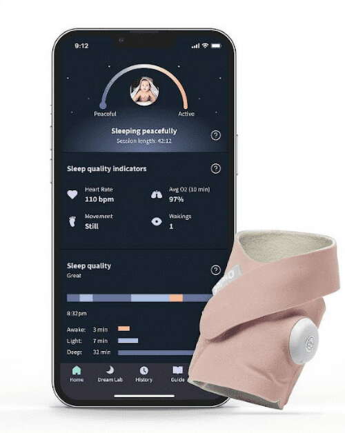 Rent To Own - Owlet Dream Sock® - Smart Baby Monitor - Dusty Rose