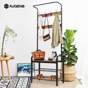 Rent to own Entryway Storage Bench Coat Rack, Wood Seat Shelf, Hall Tree Storage Organizer Shelf, Rustic Wood Look with Metal Frame, Easy Assembly