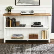 Rent to own Woven Paths Solid Wood Storage Console Table, White/Reclaimed Barnwood