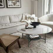 Rent to own 32" Modern Minimal Real Marble Round Coffee Table Living Room Center Table Decor