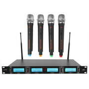 Rent to own Rockville RWM4401UH QUAD UHF 4 Wireless HandHeld Microphone System w/LCD Display