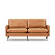 Rent to own Z-hom 79" Top-Grain Leather Sofa, 3 Seater Couch for Living Room Office Mid-Century, Cognac Tan