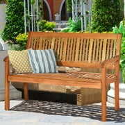 Rent to own Costway 50'' Two Person Outdoor Garden Bench Loveseat Porch Chair Solid Wood W/Armrest