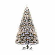Rent to own Hykolity 6 ft Snow Flocked Christmas Tree, Artificial Christmas Tree with Pine Cones, 250 Warm White Lights, 762 Tips, Metal Stand and Hinged Branches
