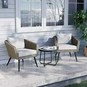 Rent to own Grand patio 3 Piece Patio Bistro Set with Heavy-Duty Anti-Rust Aluminum Frame, Gray