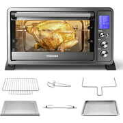 Rent to own TOSHIBA AC25CEW-BS Large 6-Slice Convection Toaster Oven Countertop, 10-In-One with Toast, Pizza and Rotisserie, 1500W, Black Stainless Steel, Includes 6 Accessories