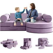 Rent to own Linor Toddler Couch, 14Pcs Kids Sofa Couch Modular Furniture for Kids & Adults, Play Couch Set for Toddlers & Babies, Kids Fold out Couch, Indoor Nugget Couch (57" x 18" x 27", Blueberry)