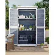 Rent to own Lofka Outdoor Storage Cabinet Garden Shed w/ Asphalt Roof, Gray