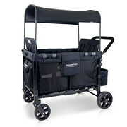 Rent to own WONDERFOLD W4 4 Seater Multi-Function Quad Stroller Wagon with Removable Raised Seats and Slidable Canopy, Black