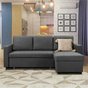 Rent to own Yaheetech L-Shaped Reversible Sofa with Pull Out Bed & Storage For Limited Spaces, Dark Gray