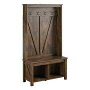 Rent to own Bowery Hill Farmhouse Entryway Hall Tree Bench in Rustic