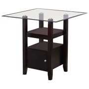 Rent to own Lenn Counter Height Kitchen Dining Table, Cappuccino Wood, Beveled Glass Top, Transitional