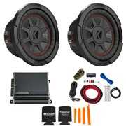 Rent to own Kicker 6.75 Inch Comp RT Thin Woofer Includes Two 48CWRT672 Package with 46CXA4001 Amplifier and wire kit