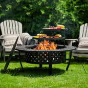 Rent to own fissfire 42-inch Fire Pit for Outside with 2 Grills, Outdoor Wood Burning Firepit with Lid for Bonfire BBQ Cooking, Garden, Backyard, Patio, Camping, Picnic