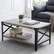Rent to own OKD 40" Industrial Coffee Cocktail Table with Storage for Living Room Office, Light Rustic Oak