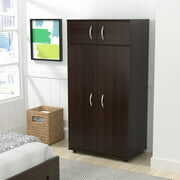 Rent to own Inval Four Door Wardrobe/Armoire, Espresso - Wengue Finish