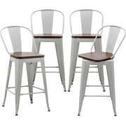 Rent to own Andeworld Swivel Metal Bar Stools with Backs Counter Stools Set of 4 Counter Height Stools High Back Bar Chairs 24 Inch Bar Stools Farmhouse White