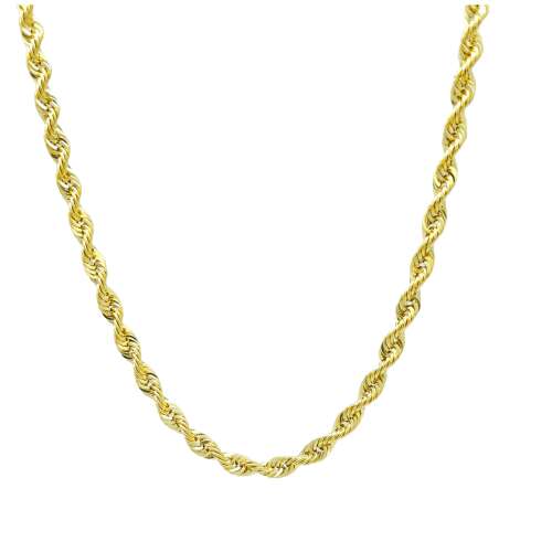 Rent To Own - Decomerika 3.6mm 14K Yellow Gold Twisted Link Rope Chain Diamond Сut Necklace 24"