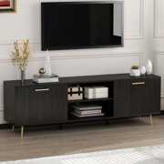 Rent to own DiDuGo TV Stand for TVs up to 65" TV Stand Entertainment Center with Storage Shelves Black