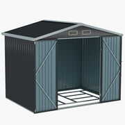 Rent to own Aoxun 8 x 6 ft. Outdoor Storage Shed, Locking Sliding Door Storage Shed, Metal Shed with Floor Frame