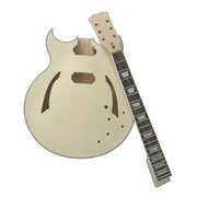 Rent to own Unfinished DIY Electric Guitar Kit Semi Hollow Basswood Body Rosewood Fingerboard Maple Neck