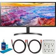 LG 34WL600-B 34-inch UltraWide IPS FreeSync LED Monitor 2560 x 1080 21:9 Bundle with 2x Deco Gear 6ft HDMI Cable, Beach Camera Screen Cleaner and 6-Outlet Surge Adapter with Night Light