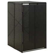 Rent to own Anself Single Wheelie Bin Shed Black 27.6"x31.5"x46.1" Poly Rattan