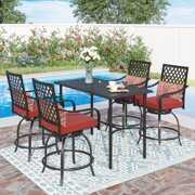 Rent to own Sophia & William 5 Piece Patio Outdoor Bar Furniture Set Height Table and Cushioned Swivel Stools