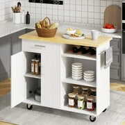 Walsunny Kitchen Island Cart with Storage,Rolling Kitchen Island Side ...