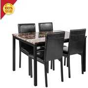 Rent to own DKLGG Faux Marble Dining Set for Small Spaces Kitchen 4 Table with Chairs Home Furniture, Black