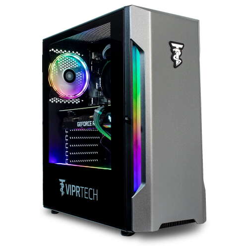 Rent to own ViprTech Rebel Gaming PC Desktop Computer - AMD Ryzen 5 2600 (12-LCore 3.9Ghz), NVIDIA RTX 3060 12GB, 16GB DDR4 RAM, 512GB NVMe SSD, VR-Ready, Streaming, RGB, Windows 11 Pro, Black