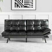 Rent to own Smiaoer Futon Sofa Convertible Couch Memory Foam Sofa Bed,Black
