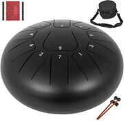 Rent to own VEVOR Steel Tongue Drum 11 Notes 12 Inches Dia Tongue Drum Black Handpan Drum Notes Percussion Instrument Steel Drums Instruments with Bag, Music Book, Mallets,Mallet Bracket